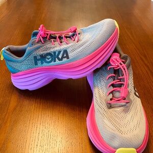 Hoka One Bondi 8 Castlerock Strawberry - Women 9b (NO INSOLES)